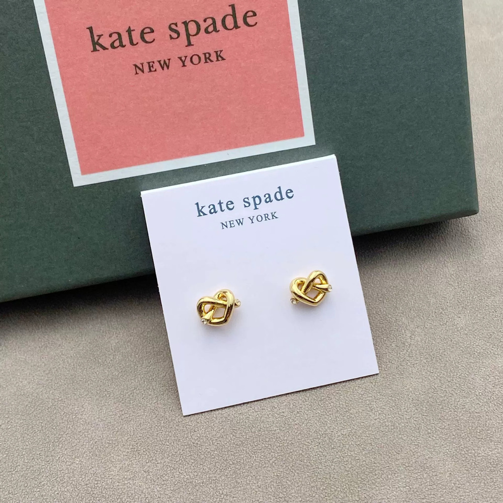 kate spade Openwork Knot Heart Pink Metal Earrings